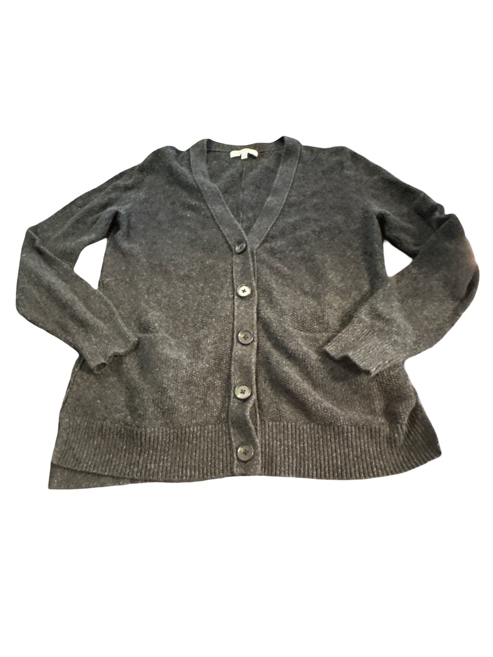 Madewell Soft Girl Charcoal Gray V-Neck Cardigan Sweater Small Dark Academia